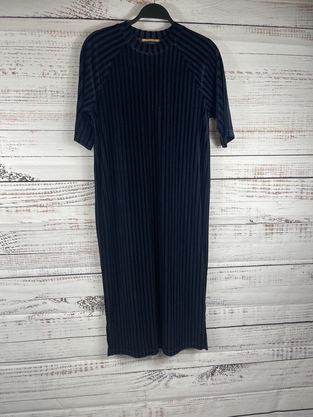 Scotch & Soda Maison Scotch Dress Womens Small Blue Velvet Striped Midi T Shirt